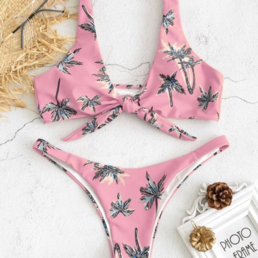 NWT Pink Palm Tree Zaful Bikini